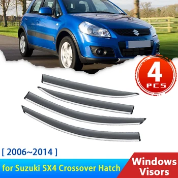 4x Deflector Suzuki SX4 Crossover Hatchback 2006~2013 Aksesuarları Araba Pencere Siperliği Cam Yağmur Kaş Tente Trim