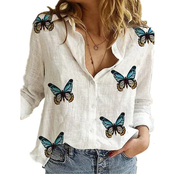 Vintage Pamuk Keten Casual Tees İlkbahar Sonbahar Yeni Y2k Üstleri Tshirt Kadın Giyim Moda Giyim Streetwear Gömlek Kadınlar için