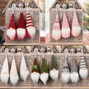 2022 Navidad Noel Dekorasyon Gnome Yüzsüz Bebek Santa Örme Peluş Noel Ağacı Süsleme Asılı Kolye Ev Partisi Dekoru