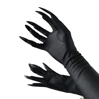 Siyah Cadılar Bayramı Korku Uzun Hayalet Pençe Elbise Eldiven Siyah Uzun Çivi Cadılar Bayramı Partisi Cosplay Komik Eldiven Sahne