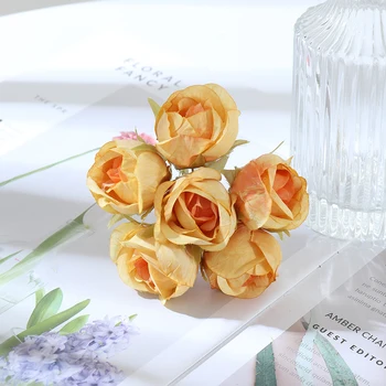72 adet Yeni Tomurcuklanan Güller Yapay ipek Çiçek Buket Ev Düğün Parti Dekorasyon DIY Hediye Kutusu Zanaat Sahte Çiçekler Toptan
