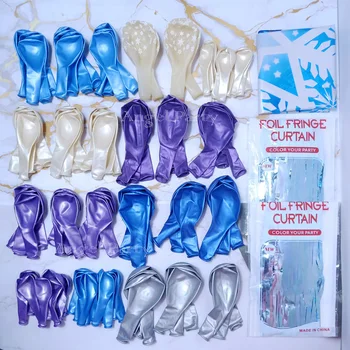 Kar tanesi Dondurulmuş Mavi Mor Lateks Balon Garland Kemer Kiti Yağmur Perdeleri Kız Bebek Duş Doğum Günü Kar Kraliçesi Parti Dekorasyon