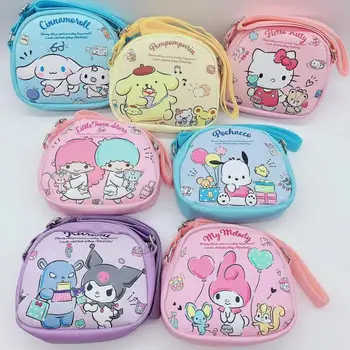 Kawaii Sanrio omuzdan askili çanta Hello Kitty Mymelody Kuromi Karikatür Öğrenci saklama çantası Kız bozuk para cüzdanı çocuk doğum günü hediyesi