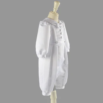 Çevik Beyaz Erkek Bebek Giysileri Set Vaftiz Kıyafetler Yaz Katı Tam Kollu Yay Dantel Vaftiz Elbisesi Yenidoğan Beyefendi Doğum Günü