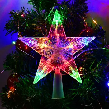 1 ADET 18/24cm Noel Ağacı Üst Yıldız led ışık Noel Ağacı askı süsleri Pil Gücü Yeni Yıl Noel Süslemeleri Ev İçin