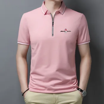 Golf polo gömlekler Erkekler İçin Kısa Kollu Yarım Fermuar Yaka Üstleri Rahat İnce Trend Kaliteli Tees 2022 Yaz Tasarımcı Giyim