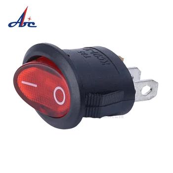Mini Yuvarlak Rocker Anahtarı ON/OFF ON / ON Kırmızı Lamba 12 volt Yapış 3 pins Araba Anahtarı