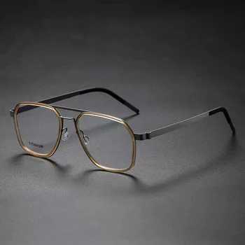 Danimarka Marka Titanyum Gözlük Çerçeve Çift ışın Erkek Kadın Kare Vidasız Gözlük Ultra-hafif Reçete Gözlük 9753