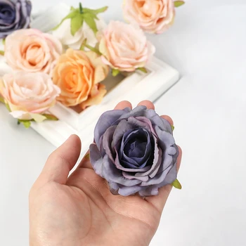 5 Adet Gül yapay çiçekler Kafaları İpek Yumuşak Sahte Çiçekler Düğün Dekorasyon Ev Odası Dekor İçin DIY El Sanatları Sevgililer Günü Hediyeleri