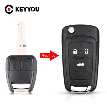 KEYYOU 2/3 Düğme Modifiye Çevirme Uzaktan Araba Anahtarı Kabuk İçin Uygun Chevrolet Cruze Aveo Otomatik Anahtar Kutu Sağ / sol Bıçak