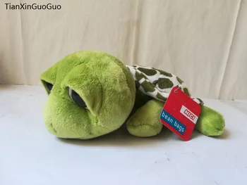 Yaklaşık 23 cm küçük kaplumbağa peluş oyuncak büyük gözler yeşil kaplumbağa yumuşak bebek bebek oyuncak noel hediyesi b1450