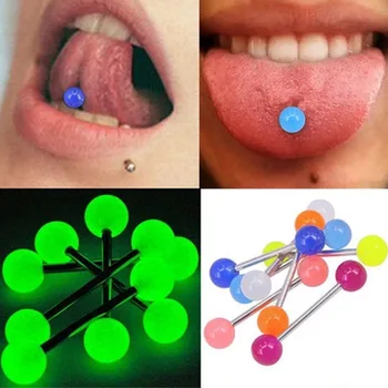 10/20 adet Lot Aydınlık Plastik Top Halter Dil Yüzükler Barlar Piercing Kozmetik piercing halkası Yeni Sıcak Satış