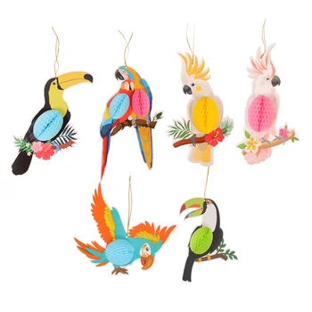 Petek Asılı Kağıt Papağan Parti Kuşlar Kesikler Kuş Tropikal Süslemeleri Süs Malzemeleri Hawaiian Luau Centerpiece
