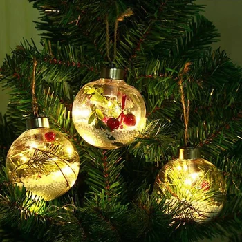 Noel LED dekorasyonu ışık topları Noel Ağacı askı süsleri Şeffaf Işıklı Ampul Kolye Yeni Yıl 2023 Ev Dekorasyon