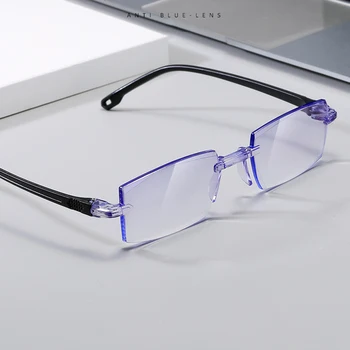 Seemfly Yeni Stil Çerçevesiz Miyop Gözlük İş Yumuşak Anti-mavi ışık Reçete Gözlük Unisex Diyoptri - 1.0-4.0