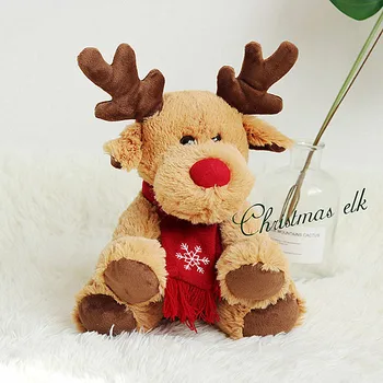 30 cm Çocuk Hayvan Yumuşak Bebek Elk Ren Geyiği peluş oyuncak Dolması Bebek Oyuncak Kadife Peluş Noel Dolması Kısa saçlı Peluş Bebek