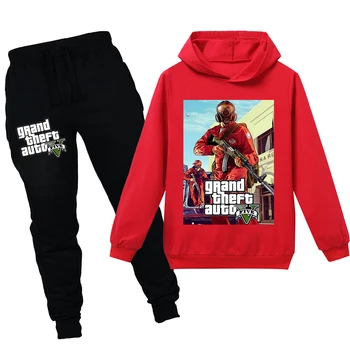 V Gta 5 Set Hoodies ve Pantolon 2 ADET Setleri Yürüyor Boys Giyim Çocuk Eşofman Sportsuit Kıyafet T Shirt
