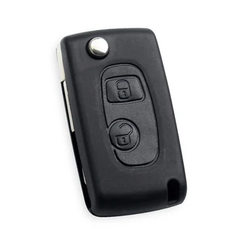 KEYYOU Modifiye Katlanır Kapak Uzaktan Anahtar Kabuk İçin 2 Düğme Peugeot 106 206 306 406 Citroen C2 C3 Xsara Picasso