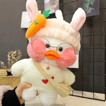 Yeni Sıcak 28cm Güzel LaLafanfan Cafe Ördek peluş oyuncak Dolması Yumuşak Kawaii Ördek Bebek Hayvan Yastık doğum günü hediyesi Çocuklar için çocuk