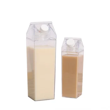 500 ml/1000 ml Süt Karton Su Şişesi Şeffaf BPA Ücretsiz Plastik Taşınabilir şeffaf kutu Suyu Çay Süt Şişeleri