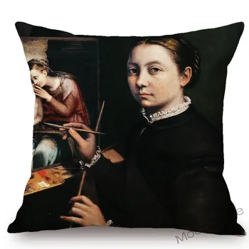 Italyan Sofonisba Anguissola Son Rönesans Kadın Ressam Portre Kadın Bayan Sanat Kanepe Yastık Kılıfı Pamuk keten yastık örtüsü