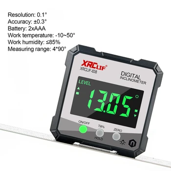 XRCLIF Seviye Açı Ölçer 4 * 90° Dijital Seviye İletki İnklinometre Manyetik Taban Dijital Açı Ölçer Arka ışık Seviyesi Test Cihazı