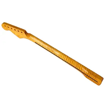 Sarı Küçük Kafa ST Elektro Gitar Boyun Kanada Alev Akçaağaç Gitar Yay Parlak 21F 1 Adet Ahşap ST Boyun 5.65 cm Topuk Genişliği