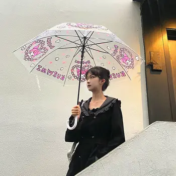 Sanrioes Anime Kuromi Uzun Saplı Katlanır Şemsiye Karikatür Kawaii Yağmur rüzgara Dayanıklı Gezisi Güneş Ters Şemsiye Doğum Günü Hediyeleri