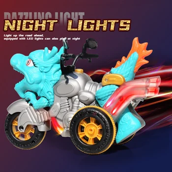 Dinozor uzaktan kumanda motosiklet dublör Rc elektrikli motosiklet elektrikli sprey ses ve ışık çocuk oyuncak araba
