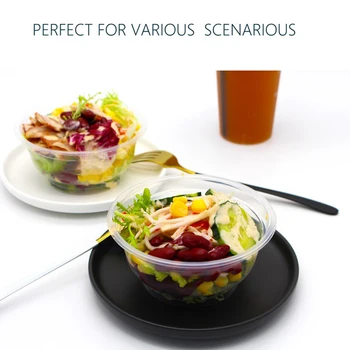 20 Adet 360ml Tek Kullanımlık Plastik Yuvarlak Kase Mutfak Salata Aperatifler Piknik Konteyner