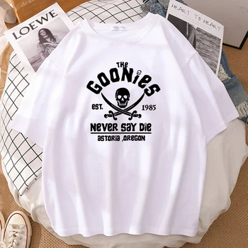 En Goonies Asla Deme Kalıp Kafatası Japon Saber Baskı erkek T Shirt Vintage Yarım Kollu Crewneck Nefes Üstleri Erkek Tişörtleri