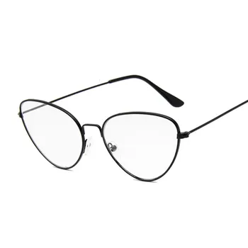 Vintage Kedi Göz Tasarım Gözlük Çerçeve Kadınlar Şeffaf Şeffaf Lens Optik Gözlük Moda Marka Metal Miyopi Gözlük