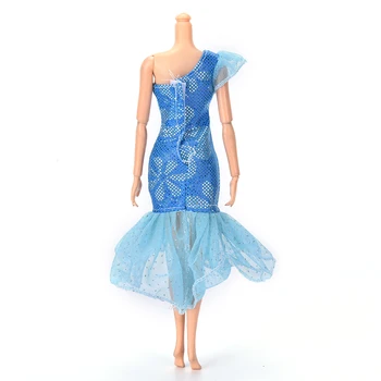 Sıcak Moda Sevimli Güzel El Yapımı Mavi parti giysileri Elbise bebek 9 