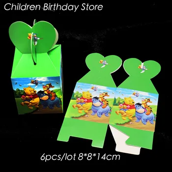 6pcs/lot Winnie the Pooh hediye kutuları doğum günü partisi süslemeleri bebek duş parti malzemeleri Pooh şeker kutuları Winnie