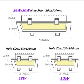 1 adet Kısılabilir Led Panel gömme led Downlight 12 W 18 W 24 w 30 w kare Led Spot ışık Led tavan Lambası AC110V 220 V