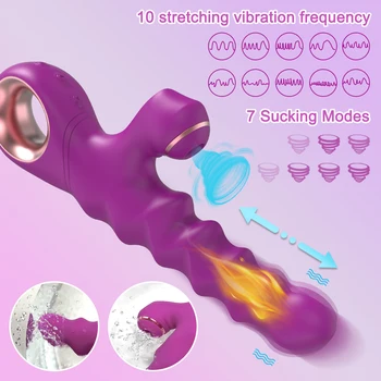 Tavşan Emme Vibratör Kadınlar İçin Klitoris Enayi Stimülatörü ısıtma Sokmak Yapay Penis Vibratörler Kadın Yetişkinler İçin Seks Oyuncakları 18