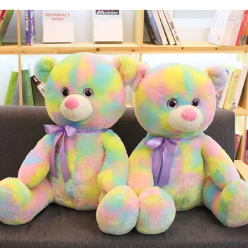 Kawaii Gökkuşağı Ayı peluş oyuncaklar Kızlar İçin Yumuşak Yastık Sevimli Hayvanlar Renkli Oyuncak Ayı Bebek Odası Dekor doğum günü hediyesi Çocuk İçin