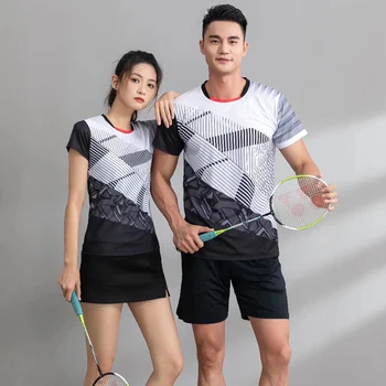 Erkek Kadın Tenis T Shirt, Kız Erkek Tee Gömlek Tenis Spor Badminton giyim gömlek Masa tenisi oyunu Gömlek elbise