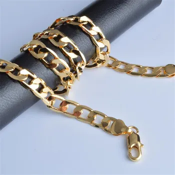 Altın Zincir Kaba Kolye Sıcak Uzun Kolye moda takı 18 K 4/6/8 / 10MM 50cm 20 inç erkek için zincir Kolye Toptan