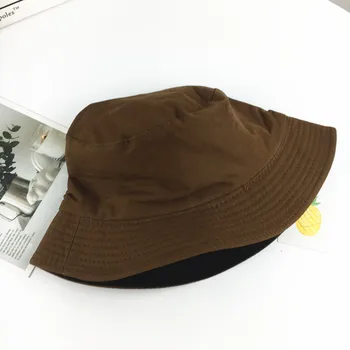 %2021 Pamuk Çift Taraflı Düz Renk Kova Şapka Balıkçı Şapka Açık Seyahat güneşlikli kep Erkekler ve Kadınlar için 182